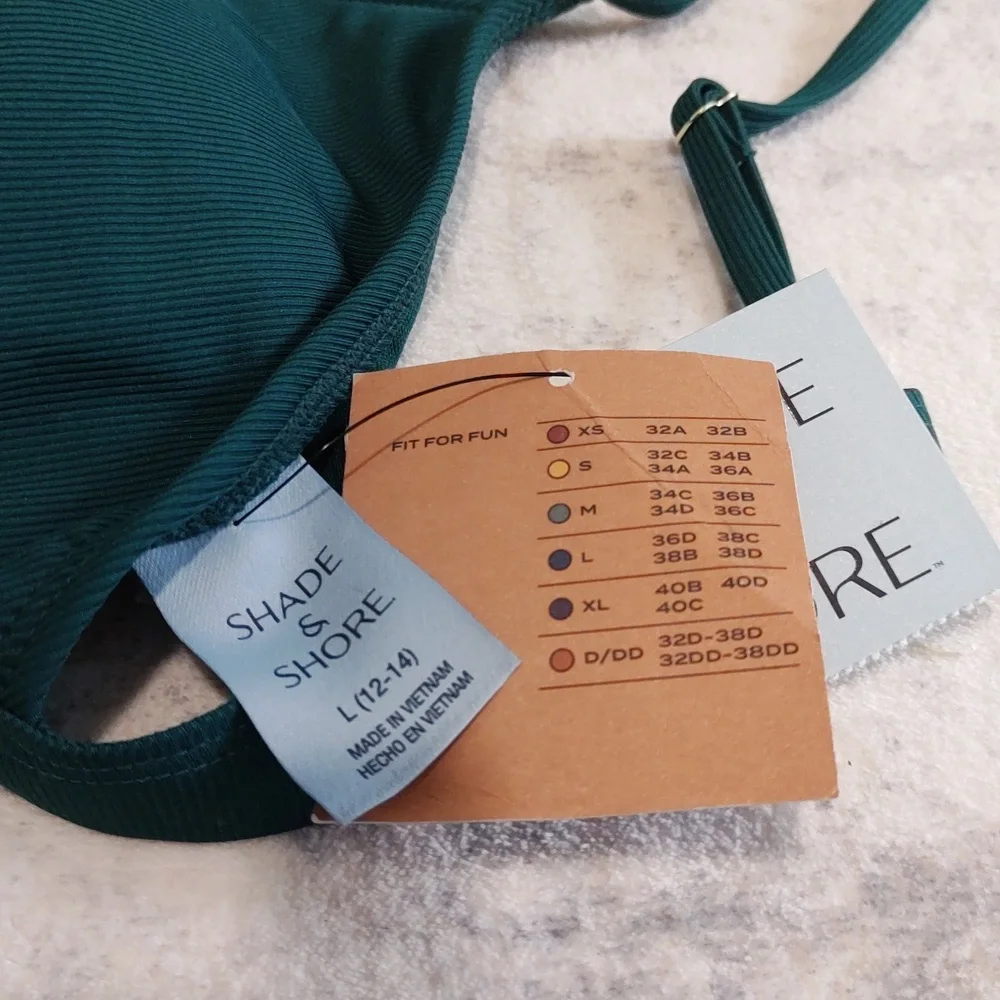 Shade & Shore Green Swimwear Top New L (12-14) - Picture 2 of 3
